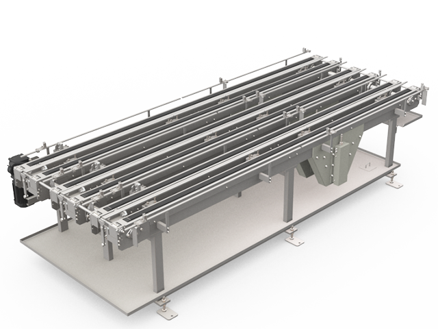 Multi-row stock conveyor